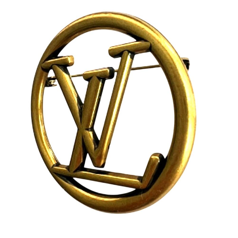 Louis Vuitton Vintage Gold Circle LV Monogram Brooch (LVXX004) - Picture 2 of 6
